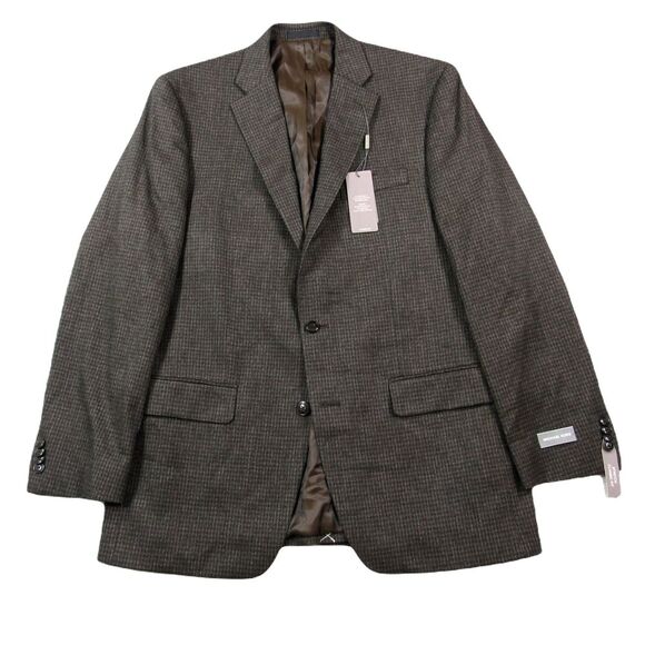 Michael Kors‎ Check Sport Coat Mens 42L Brown Classic-Fit Stretch $295